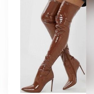 Steve Madden Glossy Brown Over-the-Knee Boot